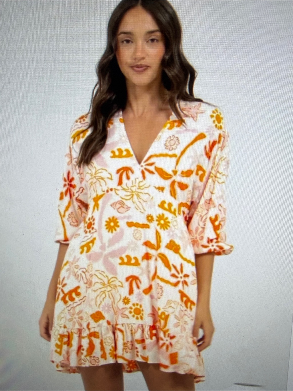 Label Of Love Anthropologie Seashell Coastal Floral Ruffle Babydoll Mini Dress S